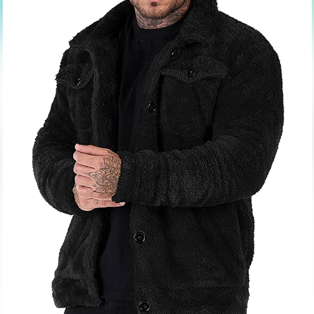 BRAND NEW MENS TRENDY FUZZY SHERPA JACKET